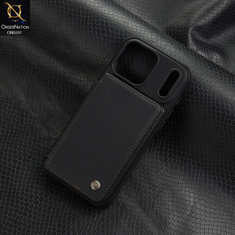 iPhone 17 Pro Cover - Black - CaseMe Premium Wallet Case with RFID Blocking & Kickstand Black