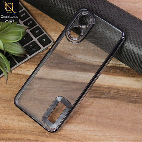 Oppo A17 Cover - Black - Soft Silicone Colour Borders Logo Hole Camera Protection Case