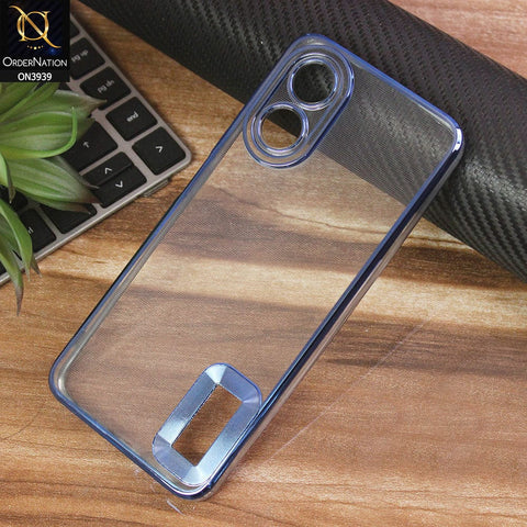 Oppo A17 Cover - Blue - Soft Silicone Colour Borders Logo Hole Camera Protection Case
