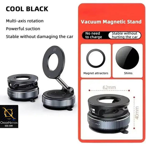 SpeedX SX-M01 Magnetic Car Phone Holder – 360° Rotatable Vacuum Suction Mount, Zinc Alloy Universal Mobile Stand for Dashboard & Windshield