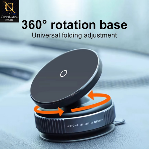 SpeedX SX-M02 Magnetic Car Phone Holder – 360° Rotatable Vacuum Suction Mount, Universal Mobile Stand for Dashboard & Smooth Surfaces