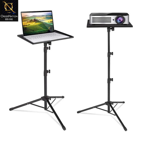 Portable Adjustable Laptop & Projector Tripod Stand 28–41 Inch – Foldable Heavy Duty Stable Stand with Tray for Laptop, Projector & DJ Equipment