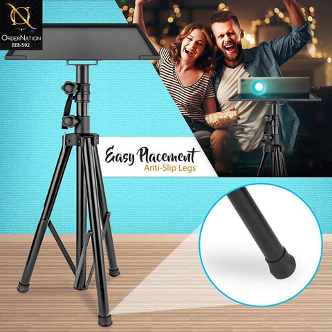 Portable Adjustable Laptop & Projector Tripod Stand 28–41 Inch – Foldable Heavy Duty Stable Stand with Tray for Laptop, Projector & DJ Equipment