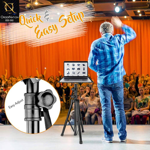 Portable Adjustable Laptop & Projector Tripod Stand 28–41 Inch – Foldable Heavy Duty Stable Stand with Tray for Laptop, Projector & DJ Equipment