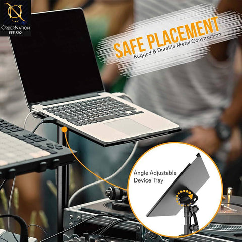 Portable Adjustable Laptop & Projector Tripod Stand 28–41 Inch – Foldable Heavy Duty Stable Stand with Tray for Laptop, Projector & DJ Equipment