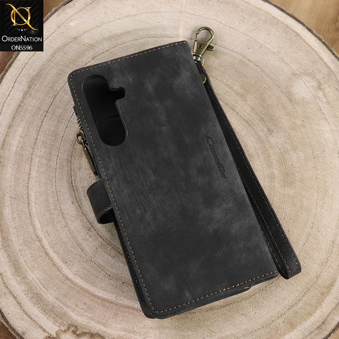 Samsung Galaxy Z Fold 4 5G Cover - Black -  CaseMe Premium Vintage Leather Folio Zipper Wallet Case with Magnetic Closure and 7 Card Slots