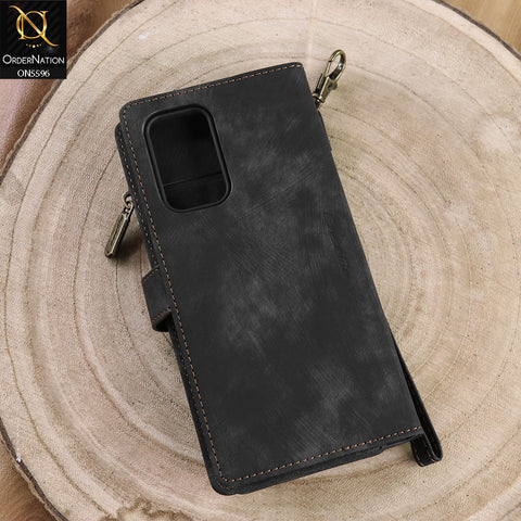 Samsung Galaxy A33 5G Cover - Black -  CaseMe Premium Vintage Leather Folio Zipper Wallet Case with Magnetic Closure and 7 Card Slots