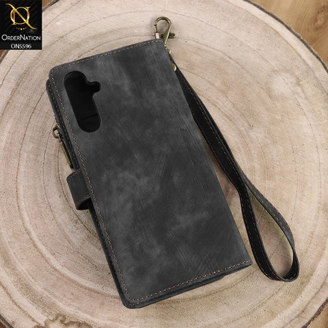 Samsung Galaxy A24 5G Cover - Black -  CaseMe Premium Vintage Leather Folio Zipper Wallet Case with Magnetic Closure and 7 Card Slots