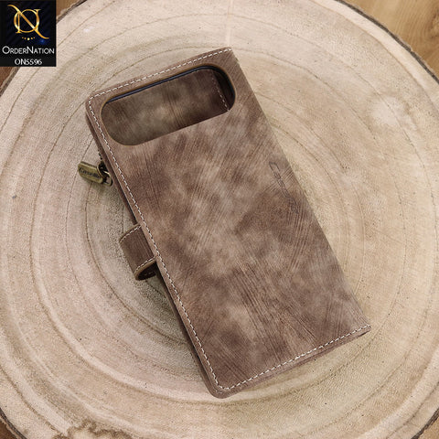iPhone 17 Air Cover - Brown -  CaseMe Premium Vintage Leather Folio Zipper Wallet Case with Magnetic Closure and 7 Card Slots