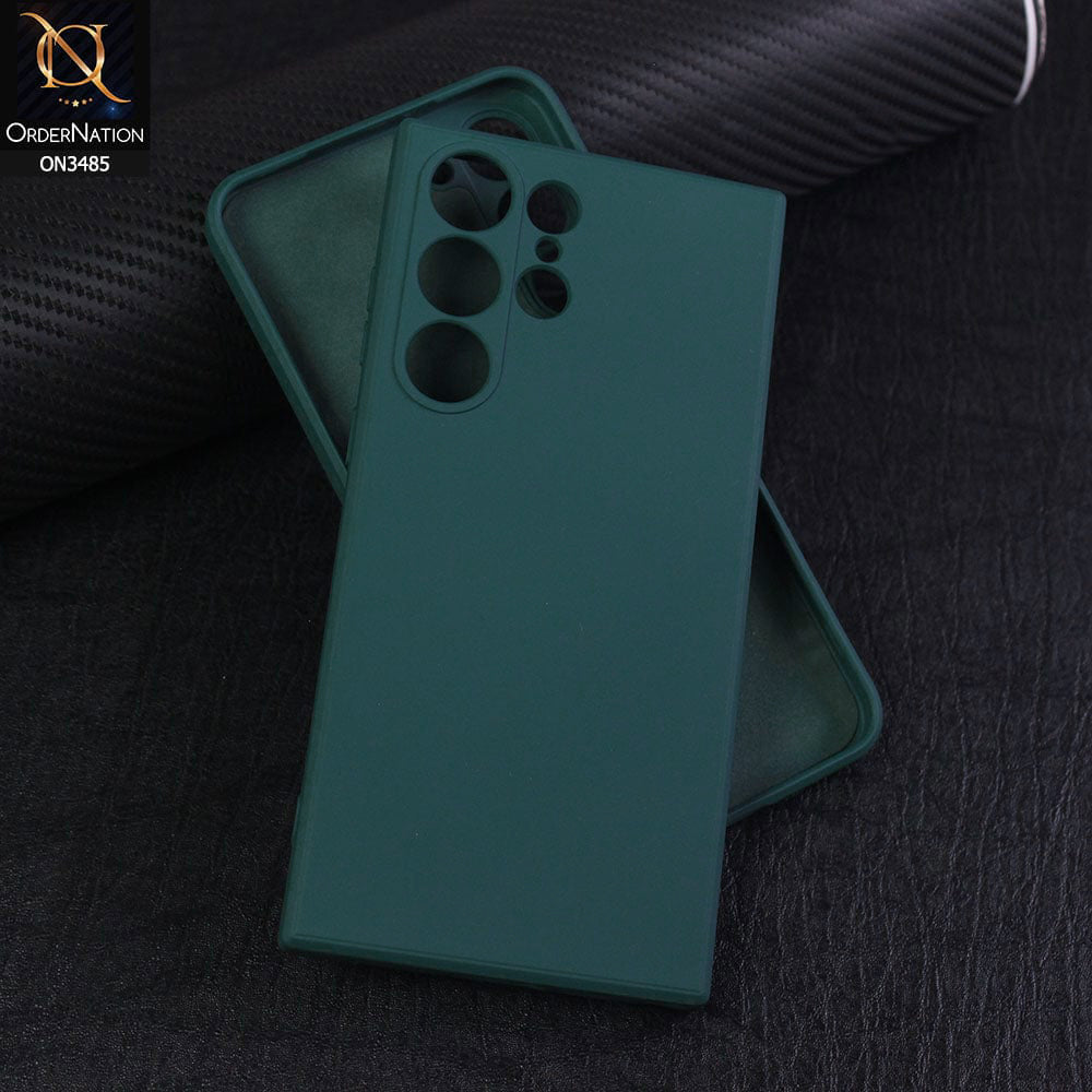 Samsung Galaxy S25 Ultra Cover - Dark Green - ONation Silica Gel Series - HQ Liquid Silicone Elegant Colors Camera Protection Soft Case