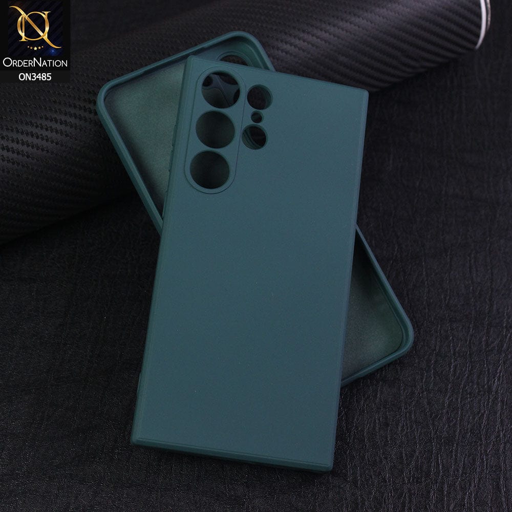 Samsung Galaxy S24 Ultra Cover - Dark Green - ONation Silica Gel Series - HQ Liquid Silicone Elegant Colors Camera Protection Soft Case