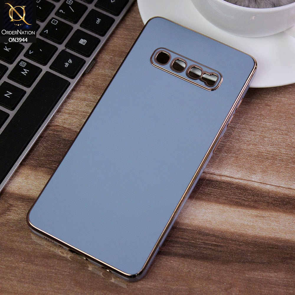 Samsung Galaxy S10 Plus Cover - Carolina Blue - Side Colour Borders camera Protection Soft TPU Transparent Case