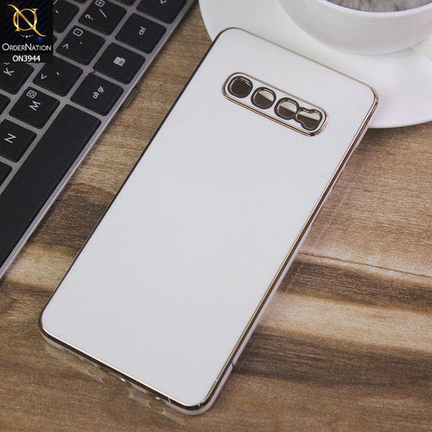 Samsung Galaxy S10 Plus Cover - White -  Electroplating Silk Shiny Soft Case With Camera Protection
