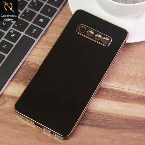 Samsung Galaxy S10 Plus Cover - Black - Electroplating Silk Shiny Soft Case With Camera Protection