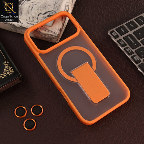 iPhone 17 Pro Max Cover - Orange - Hybrid Phone Case with Foldable Stand Camera Protection & Lens
