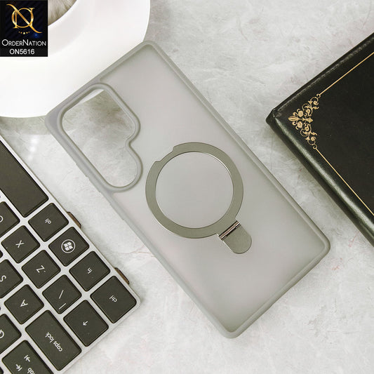 Samsung Galaxy S25 Ultra Cover - Gray -  New My Choice Semi Transparent Case With Metal Kick Stand