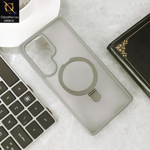 Samsung Galaxy S25 Ultra Cover - Gray -  New My Choice Semi Transparent Case With Metal Kick Stand