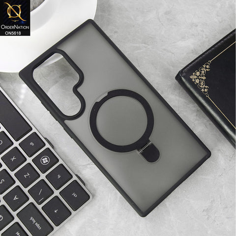 Samsung Galaxy S24 Ultra Cover - Black -  New My Choice Semi Transparent Case With Metal Kick Stand)