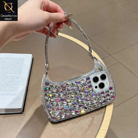iPhone 15 Pro Max Cover - Silver - Luxury Rhinestone Crystal Embellished Protective Phone Case