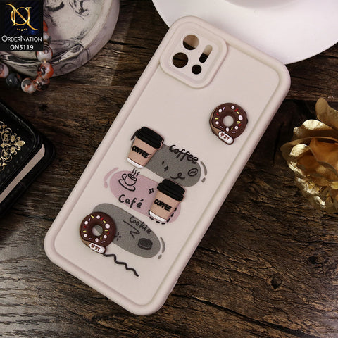 Oppo A16K Cover - White - D2 - Cute 3D Donut Coffee Soft Silicon Case with Camera Protection