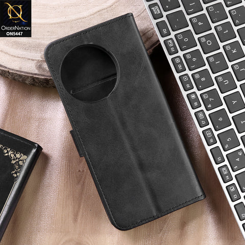 OnePlus Ace 2 Cover - Black - Premium Leather Megantic Flip Book Covers With Card Holding Option