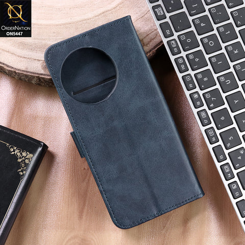 OnePlus Ace 2  Cover - Blue - Premium Leather Megantic Flip Book Covers With Card Holding Option