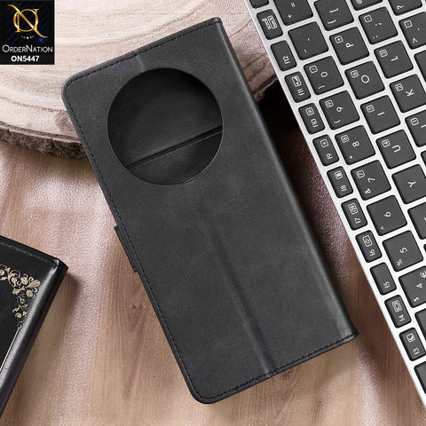 Oppo Reno 12F 4G Cover - Black - Premium Business Series Magnetic Leather Wallet Flip book Card Slots Soft Case