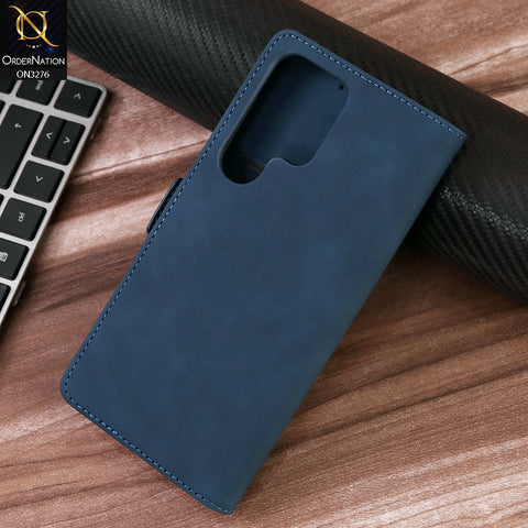 Samsung Galaxy S23 Ultra 5G Cover - Blue - ONation Business Flip Series - Premium Magnetic Leather Wallet Flip book Card Slots Soft Case