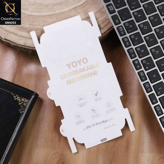 iPhone 17 Pro Protector - Transparent YOYO Unbreakable Membrane Shiny Film Back Protector Sheet