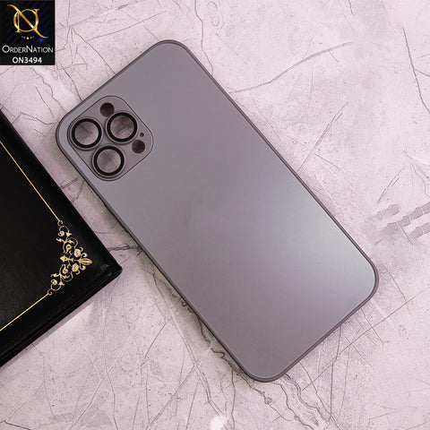 iPhone 12 Pro Max Cover - Titan Gray - AG Frosted Glass Soft Silicone Border Case With Camera Protection