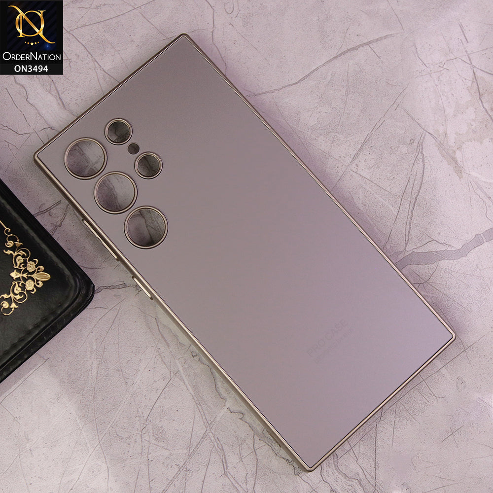 Samsung Galaxy S24 Ultra 5G Cover - Golden - AG Frosted Glass Soft Silicone Border Case With Camera Protection
