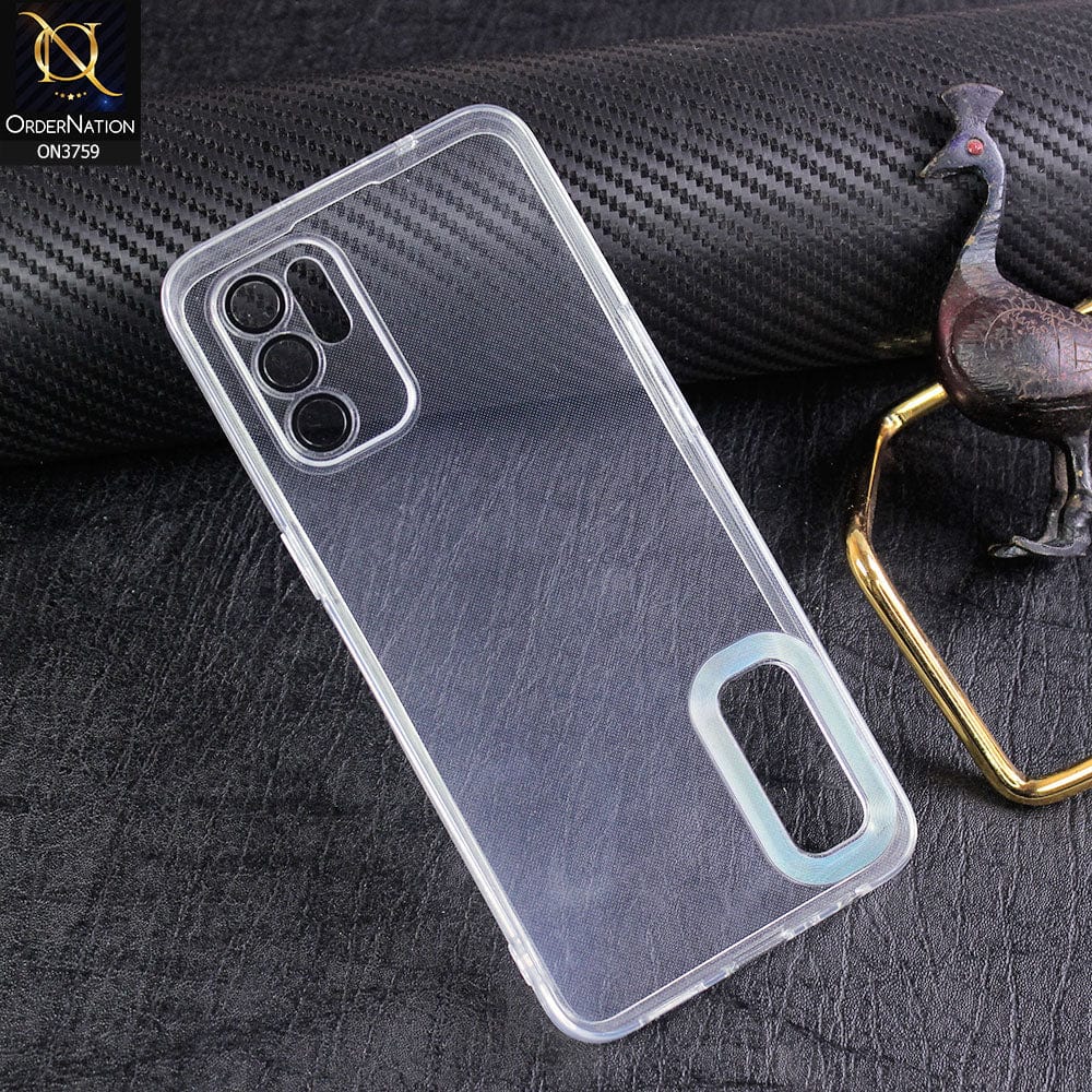 Oppo Reno 6 Cover - Transparent - New Gradient Shaded Logo Hole Camera Lense Protection Soft Silicon Case