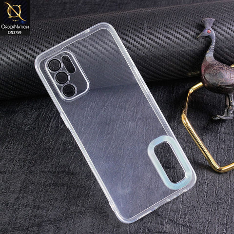 Oppo Reno 6 Cover - Transparent - New Gradient Shaded Logo Hole Camera Lense Protection Soft Silicon Case