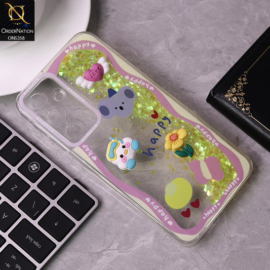 Samsung Galaxy A35 Cover - Design 6 -  Cute 3D Cartoon (Moving Glitters) Transparent Soft Case