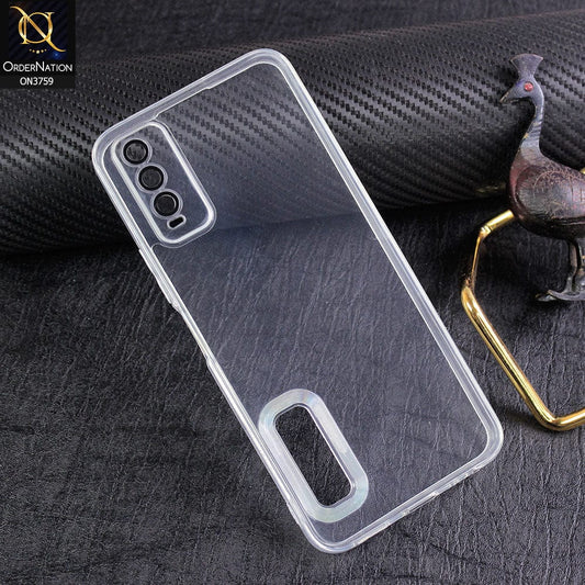 Vivo Y20T Cover - Transparent - New Gradient Shaded Logo Hole Camera Lense Protection Soft Silicon Case