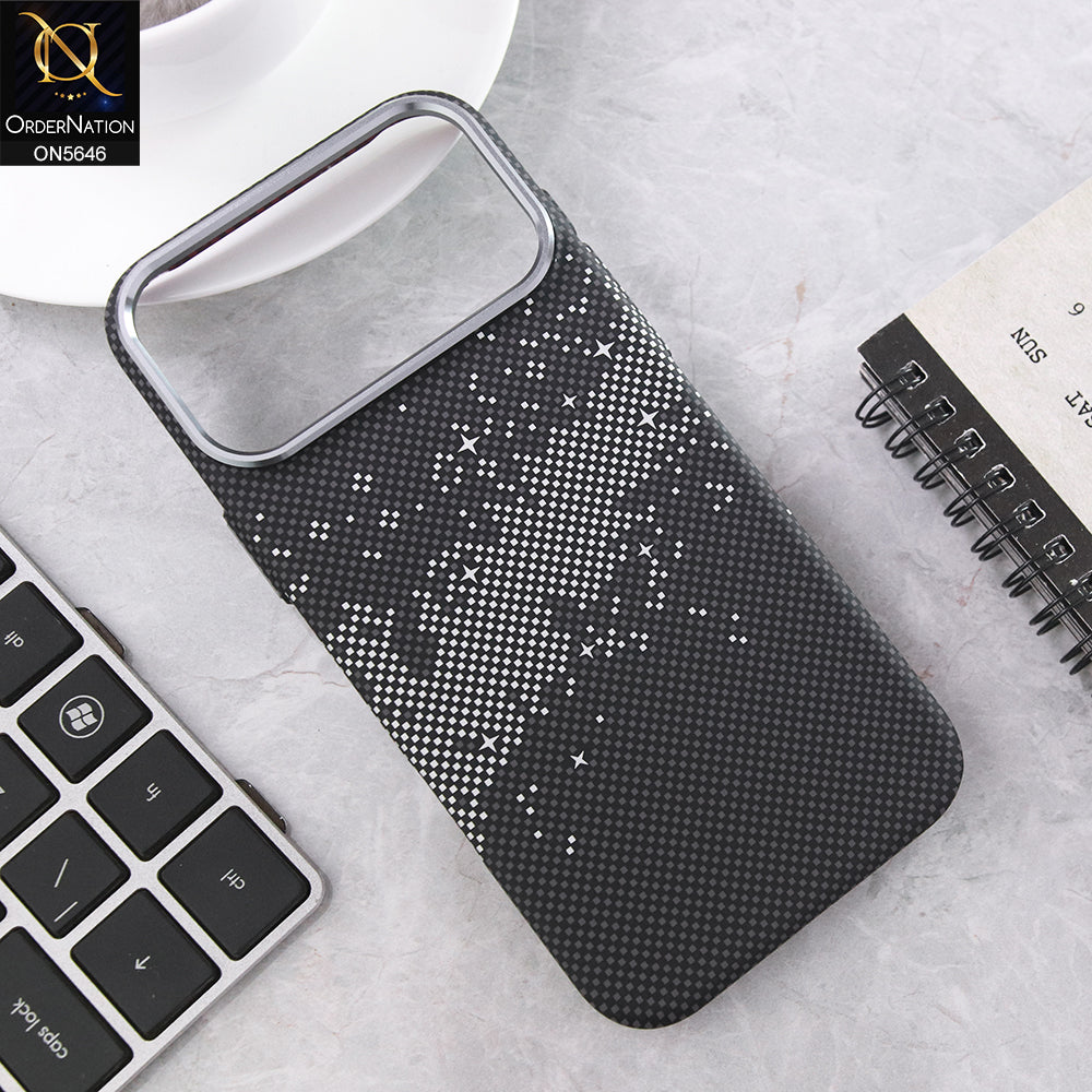 iPhone 17 Pro Max Cover - Design 3 - Carbon Fiber Texture Ultra Thin Shell Case With Metal Camera Ring Borders