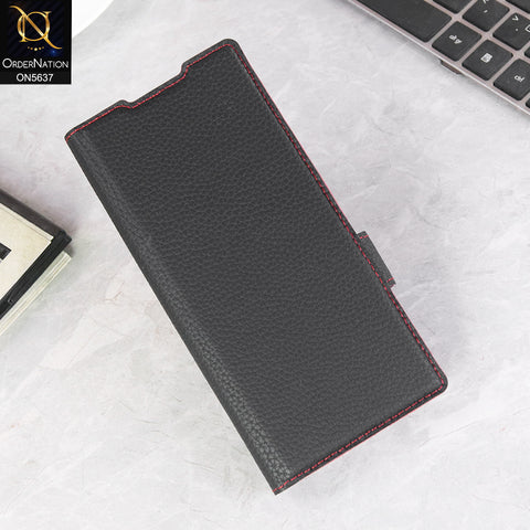 Samsung Galaxy Z Fold 7 Cover + Protector - Black - New Premium Leather Flip Case With Screen Protector And Kick Stand