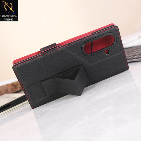 Samsung Galaxy Z Fold 7 Cover + Protector - Black - New Premium Leather Flip Case With Screen Protector And Kick Stand