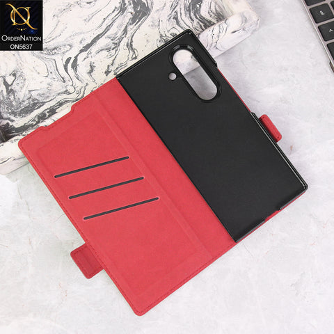 Samsung Galaxy Z Fold 7 Cover + Protector - Black - New Premium Leather Flip Case With Screen Protector And Kick Stand