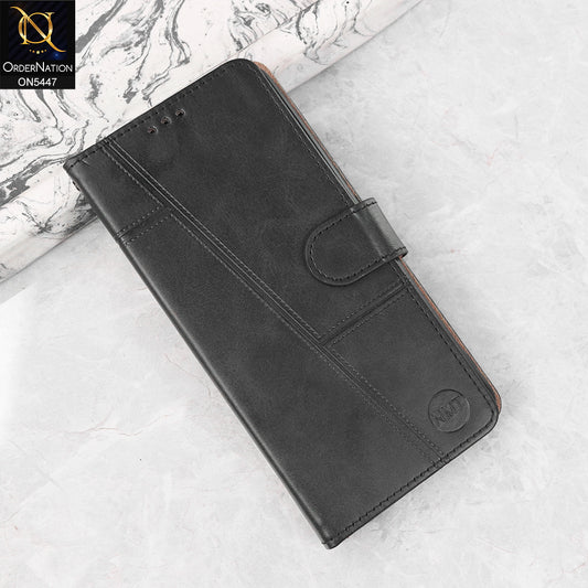 Infinix Hot 60 Pro Cover - Black - Premium Leather Megantic Flip Book Covers With Card Holding Option