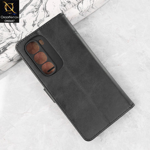 Infinix Hot 60 Pro Cover - Black - Premium Leather Megantic Flip Book Covers With Card Holding Option