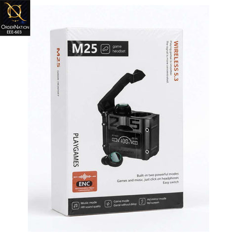 M25 Wireless 5.3 Gaming Earbuds with ENC, Low Latency, LED Display & Game/Music Mode
