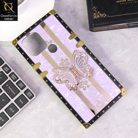 Xiaomi Redmi A1 Plus Cover - Purple - Luxury Shiny Rhinestone Butterfly Electroplated Square Trunk Soft Case