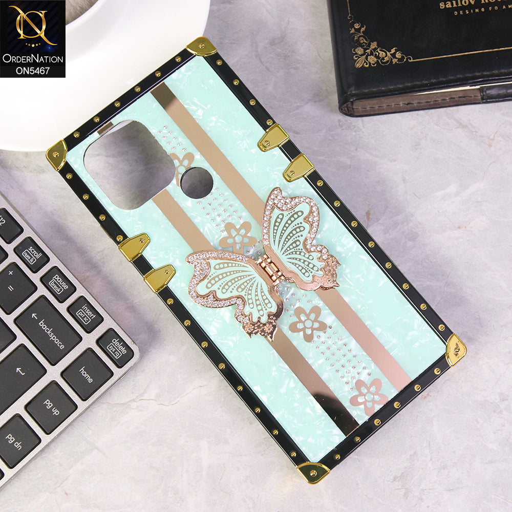 Xiaomi Redmi A1 Plus Cover - Green - Luxury Shiny Rhinestone Butterfly Electroplated Square Trunk Soft Case