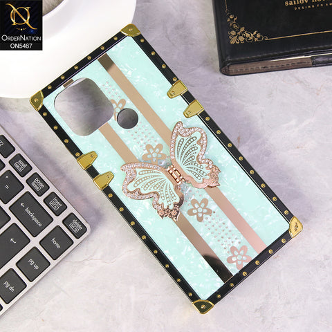 Xiaomi Redmi A1 Plus Cover - Green - Luxury Shiny Rhinestone Butterfly Electroplated Square Trunk Soft Case