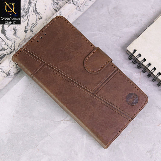 Google Pixel 8 Cover - Dark Brown - Premium Leather Megantic Flip Book Covers With Card Holding Option