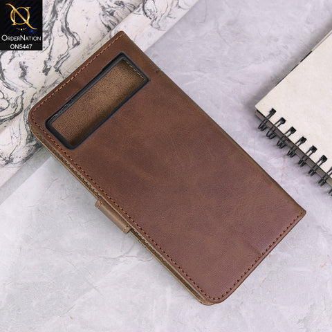 Google Pixel 8 Cover - Dark Brown - Premium Leather Megantic Flip Book Covers With Card Holding Option