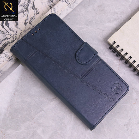Vivo Y21d Cover - Blue - Premium Leather Megantic Flip Book Covers With Card Holding Option
