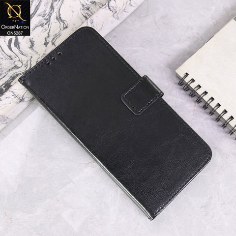Xiaomi Redmi A1 Plus Cover - Black - Premium PU Leather Magnetic Flip Book Card Slots Wallet Soft Case