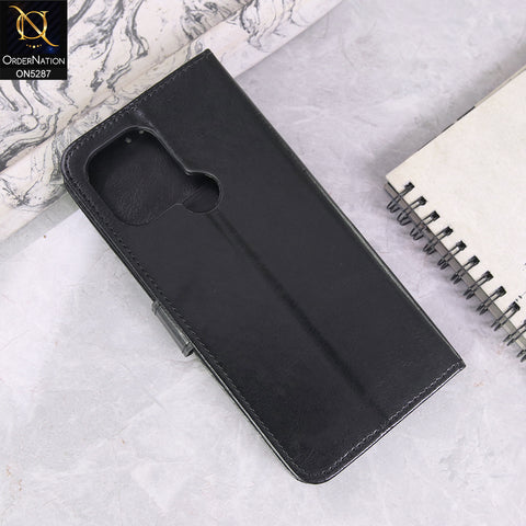 Xiaomi Redmi A1 Plus Cover - Black - Premium PU Leather Magnetic Flip Book Card Slots Wallet Soft Case